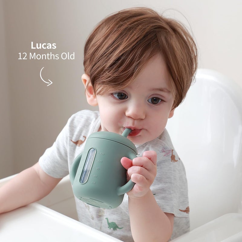 SAMiGO Silicone Baby Straw Cup - 6 OZ Sippy Cup for Infants and Toddlers (6-18 Months) - Blossom Color - Image 5